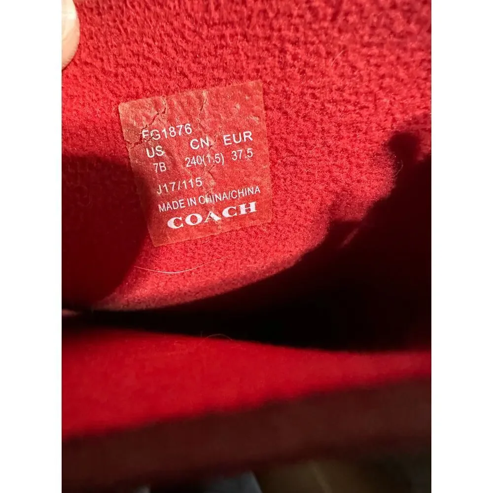 Coach Signature Women's Red Tie Back Rain Boots Size 7
